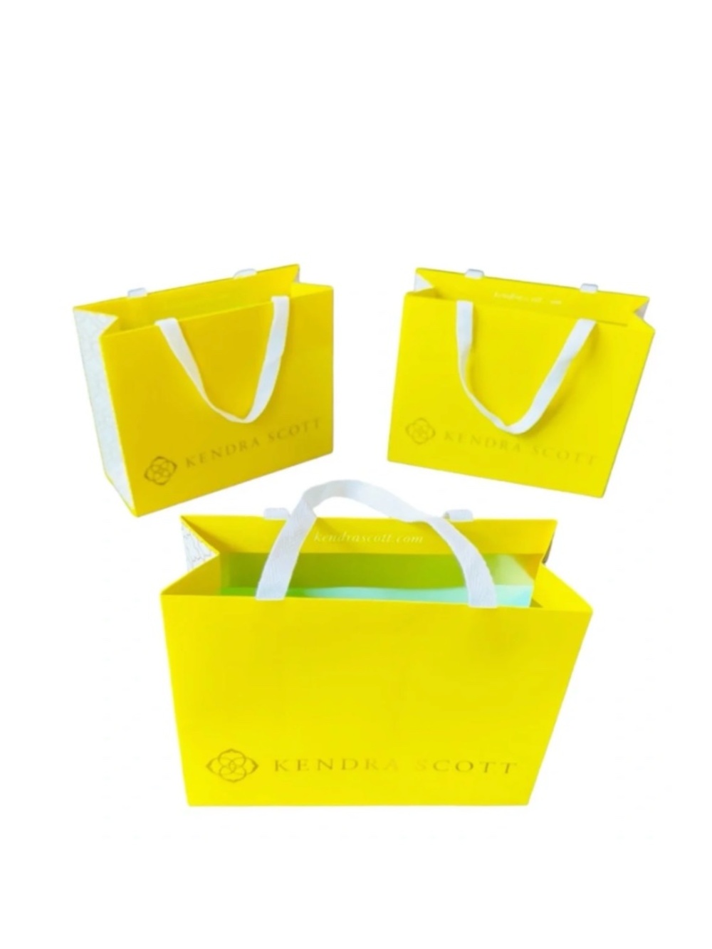 Kendra Scott 3 Yellow Shopping Bags Packaging Set
